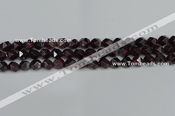 CNG7277 15.5 inches 10mm faceted nuggets red garnet beads