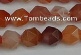 CNG7282 15.5 inches 10mm faceted nuggets red rabbit hair quartz beads