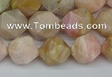 CNG7302 15.5 inches 10mm faceted nuggets pink opal gemstone beads