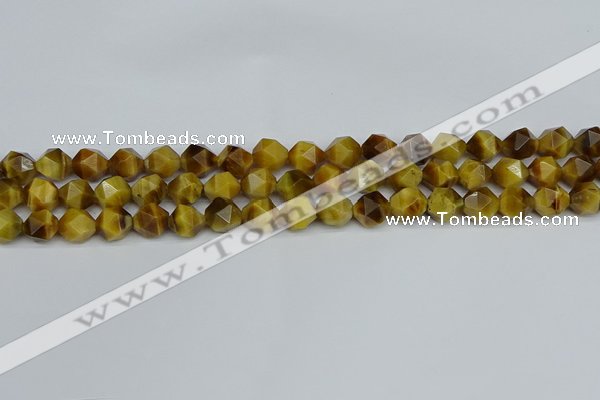 CNG7306 15.5 inches 8mm faceted nuggets golden tiger eye beads