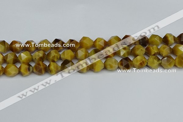CNG7308 15.5 inches 12mm faceted nuggets golden tiger eye beads