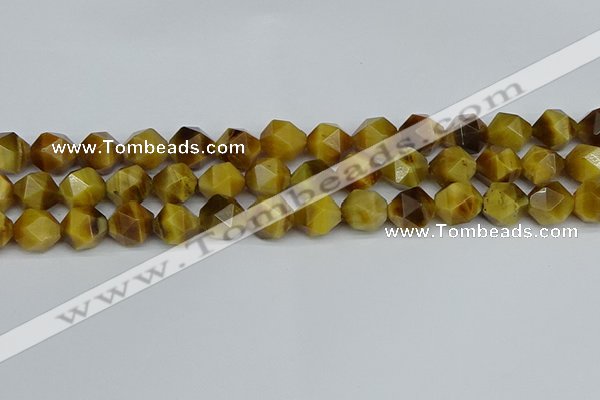 CNG7308 15.5 inches 12mm faceted nuggets golden tiger eye beads