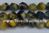 CNG7310 15.5 inches 6mm faceted nuggets golden & blue tiger eye beads