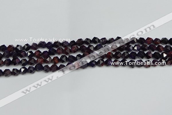 CNG7315 15.5 inches 6mm faceted nuggets purple tiger eye beads