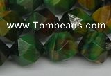 CNG7328 15.5 inches 12mm faceted nuggets green tiger eye beads