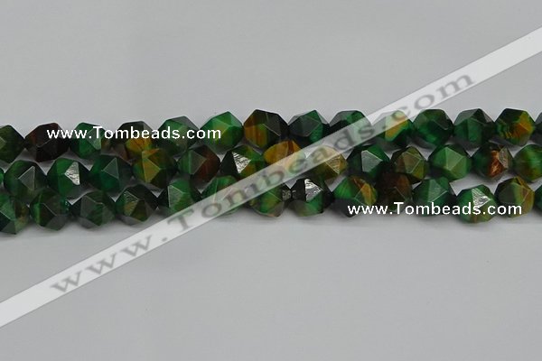 CNG7328 15.5 inches 12mm faceted nuggets green tiger eye beads