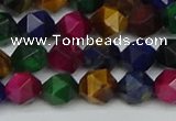 CNG7331 15.5 inches 8mm faceted nuggets mixed tiger eye beads