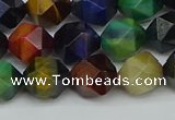 CNG7332 15.5 inches 10mm faceted nuggets mixed tiger eye beads