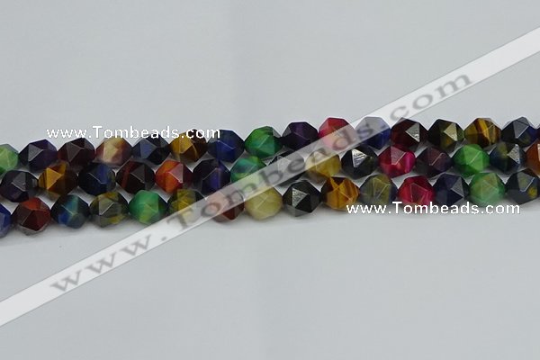 CNG7332 15.5 inches 10mm faceted nuggets mixed tiger eye beads