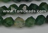 CNG7337 15.5 inches 10mm faceted nuggets moss agate beads