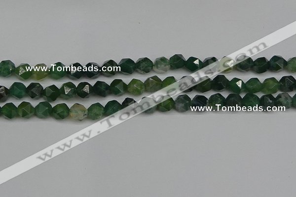 CNG7337 15.5 inches 10mm faceted nuggets moss agate beads