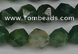 CNG7338 15.5 inches 12mm faceted nuggets moss agate beads