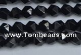 CNG7350 15.5 inches 6mm faceted nuggets Black agate beads