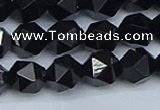 CNG7352 15.5 inches 10mm faceted nuggets Black agate beads