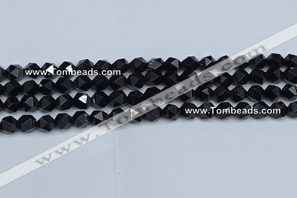CNG7352 15.5 inches 10mm faceted nuggets Black agate beads