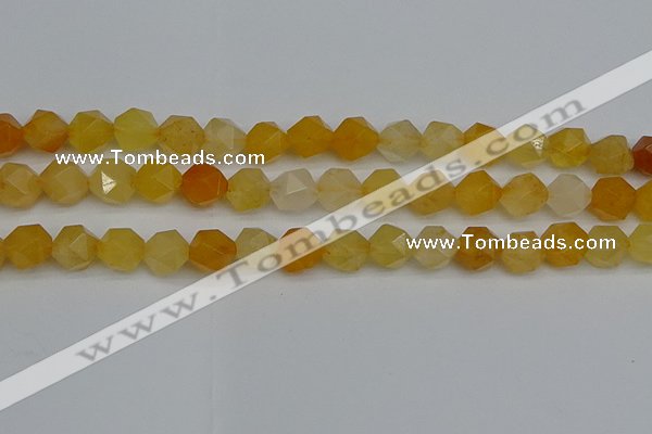 CNG7357 15.5 inches 10mm faceted nuggets yellow jade beads