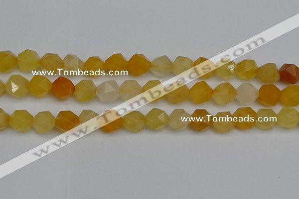 CNG7358 15.5 inches 12mm faceted nuggets yellow jade beads