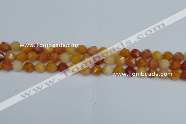 CNG7360 15.5 inches 6mm faceted nuggets yellow jade beads