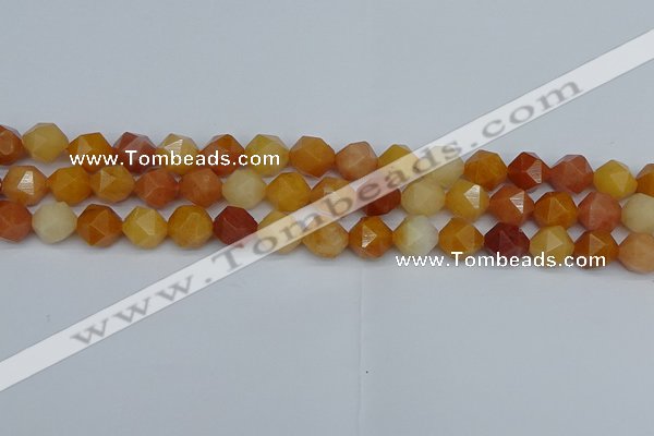 CNG7361 15.5 inches 8mm faceted nuggets yellow jade beads