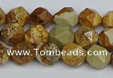 CNG7376 15.5 inches 8mm faceted nuggets picture jasper beads