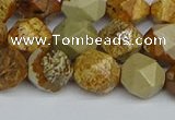 CNG7378 15.5 inches 12mm faceted nuggets picture jasper beads