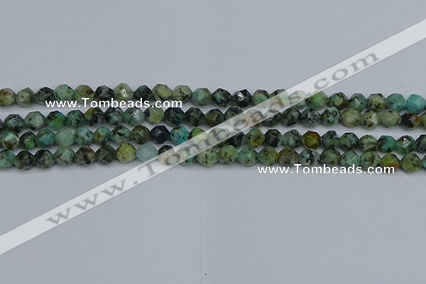 CNG7385 15.5 inches 6mm faceted nuggets African turquoise beads