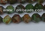 CNG7390 15.5 inches 6mm faceted nuggets green opal beads