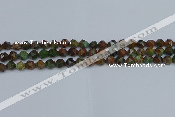 CNG7390 15.5 inches 6mm faceted nuggets green opal beads