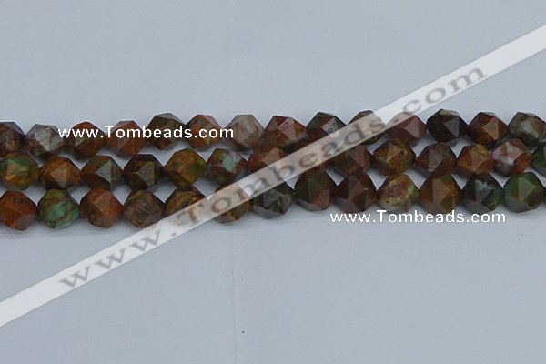 CNG7392 15.5 inches 10mm faceted nuggets green opal beads