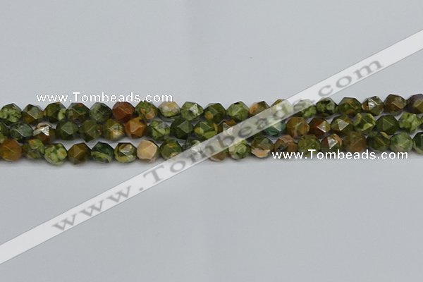 CNG7395 15.5 inches 6mm faceted nuggets rhyolite gemstone beads