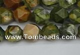 CNG7396 15.5 inches 8mm faceted nuggets rhyolite gemstone beads