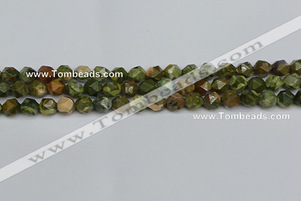 CNG7396 15.5 inches 8mm faceted nuggets rhyolite gemstone beads