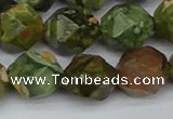 CNG7398 15.5 inches 12mm faceted nuggets rhyolite gemstone beads