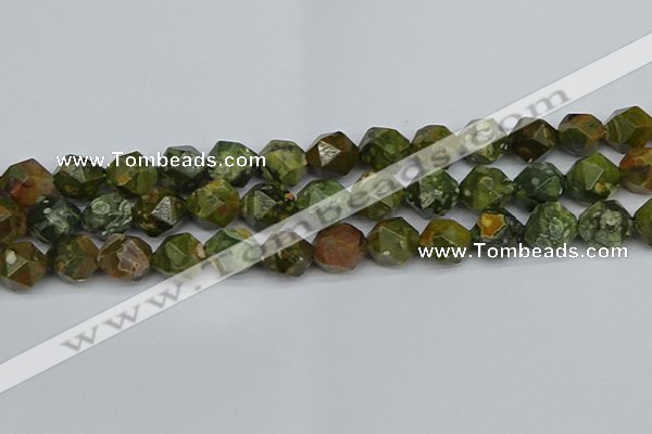 CNG7398 15.5 inches 12mm faceted nuggets rhyolite gemstone beads