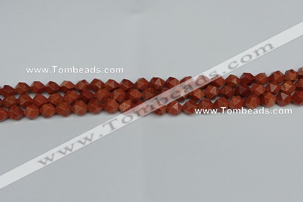 CNG7400 15.5 inches 6mm faceted nuggets goldstone beads