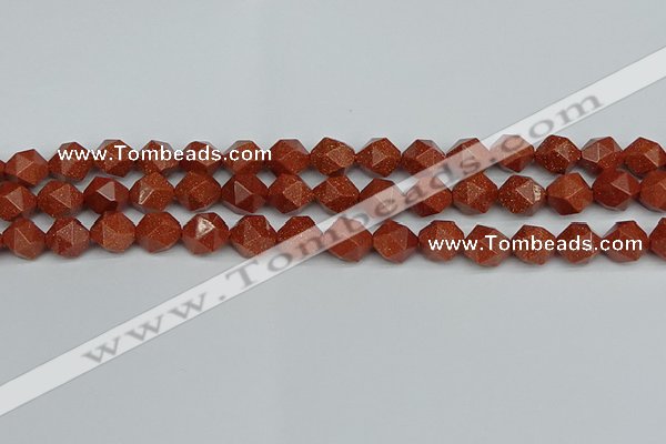 CNG7402 15.5 inches 10mm faceted nuggets goldstone beads