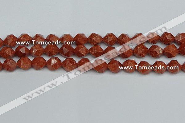 CNG7403 15.5 inches 12mm faceted nuggets goldstone beads