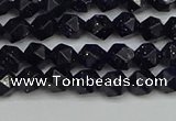 CNG7405 15.5 inches 6mm faceted nuggets blue goldstone beads