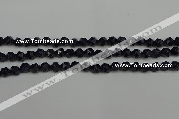 CNG7406 15.5 inches 8mm faceted nuggets blue goldstone beads