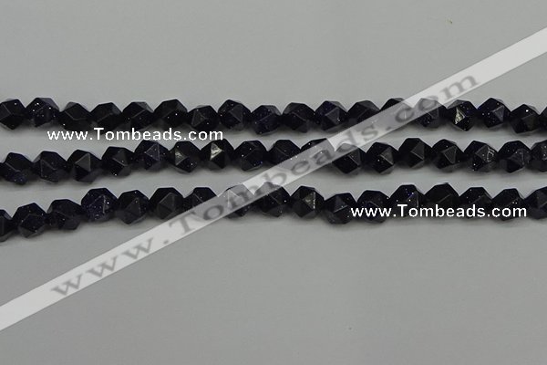 CNG7407 15.5 inches 10mm faceted nuggets blue goldstone beads