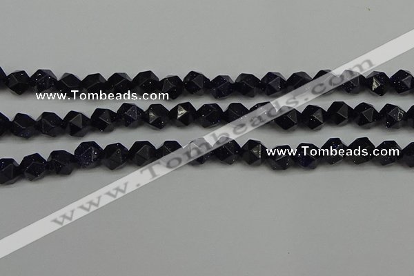 CNG7408 15.5 inches 12mm faceted nuggets blue goldstone beads