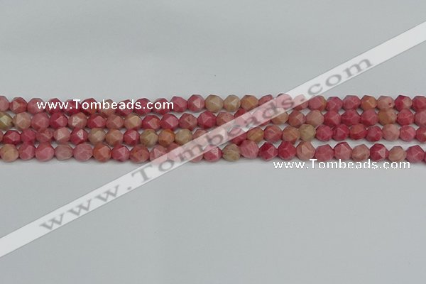 CNG7420 15.5 inches 6mm faceted nuggets rhodochrosite beads