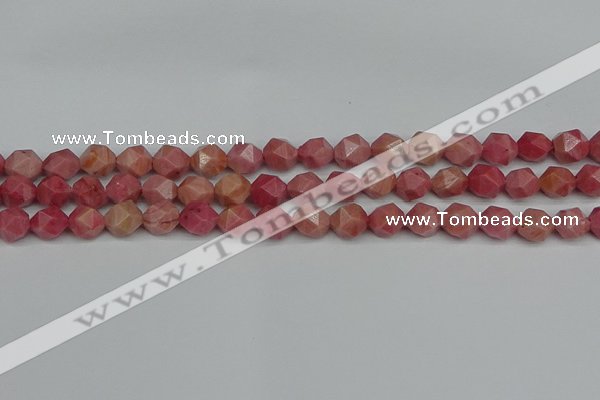 CNG7421 15.5 inches 8mm faceted nuggets rhodochrosite beads