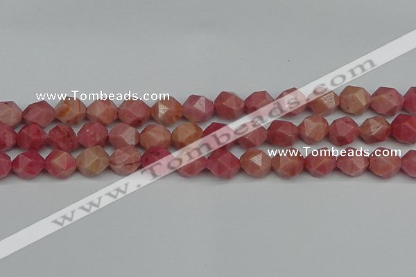 CNG7422 15.5 inches 10mm faceted nuggets rhodochrosite beads