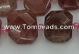 CNG7455 12*16mm - 15*20mm faceted freeform strawberry quartz beads