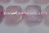 CNG7471 15.5 inches 18*25mm - 20*28mm faceted freeform rose quartz beads