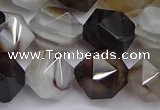 CNG7503 15.5 inches 10mm faceted nuggets line agate beads