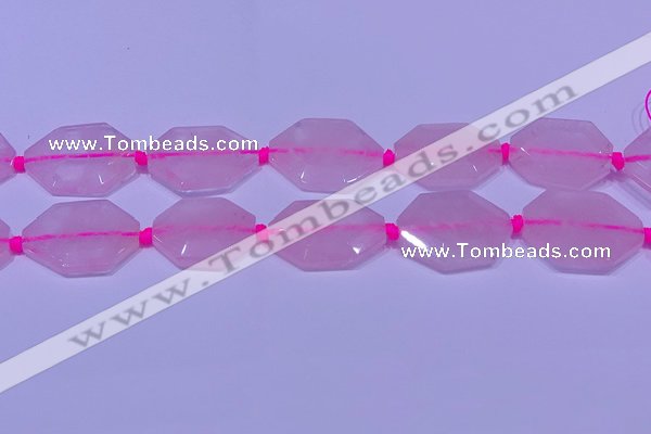 CNG7510 15.5 inches 25*35mm - 30*40mm faceted freeform rose quartz beads