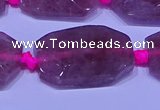 CNG7522 18*25mm - 25*35mm faceted freeform strawberry quartz beads