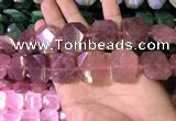 CNG7564 18*25mm - 20*28mm faceted freeform strawberry quartz beads